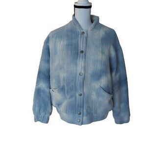 Universal Thread Womens Quilted Jacket Snaps Front Pockets Tie Dye Blue Size S